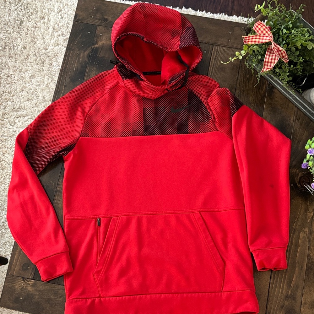Nike Red and Black Men's Hoodie